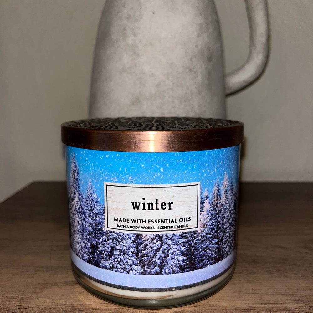 Bath & Body Works Winter Candle with Blue and Brown